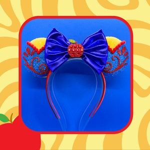 Beautiful Disney Inspired Snow White Sparkle Red Apple Mickey Minnie Style Headband Magic Kingdom