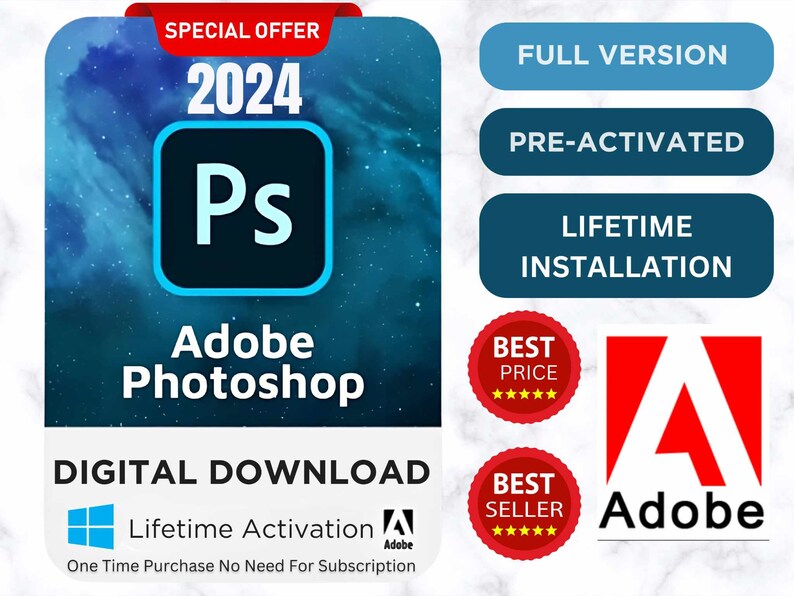 Adobe 2024 Preactivated Lifetime for Windows Etsy Canada