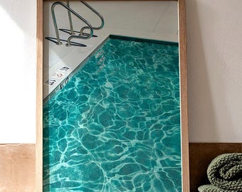 Minimalist Swimming Pool Photography Print: Modern Aqua Wall Art