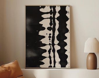 Zebra Abstract Art Print: Black and White Ink Bleed, Minimalist Wall Decor