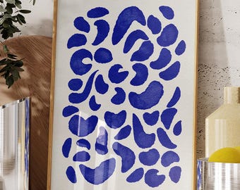 Abstract Blue Painting, Modern Minimal Watercolour Painting, Calming Wall Art Print