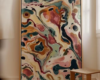Muted Abstract Art Print, Fluid Art Poster, Modern Wall Art, Colourful Abstract Poster