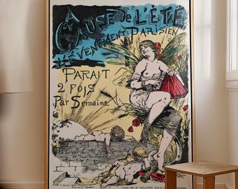 Vintage French Poster, Paris Belle Epoque Art Print, Willette Summer Poster, French Wall Art