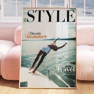 Style Magazin Sommer Wand Kunst, Grünes Meer Retro Reise Druck, Vintage Schwimmen Poster, Mode Moderne Dekoration, Trendige Küsten Interior Art
