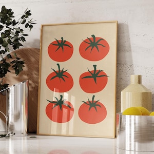 Retro Kitchen Art, Tomato Print, Mediterranean Food Art, Vintage Italian Kitchen Decor, Rustic Culinary Wall Poster