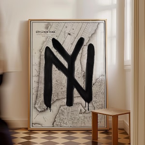 Impression graffiti New York, affiche d'art de rue de New York, oeuvre d'art graffiti, art mural carte urbaine, déco hip-hop cool, oeuvre d'art Loft moderne