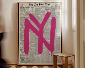 Graffiti New York Print, NYC Street Art Poster, Graffiti Artwork, Urban Newspaper Wall Art, Cool Hip-Hop Decor, Modern Loft Artwork