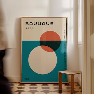 Manifesto della mostra Bauhaus, arte murale vintage anni '30, stampa astratta moderna di metà secolo, arredamento minimalista retrò, formato A4 A3 A2 A1 A0 50x70