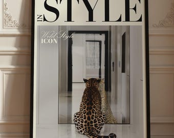 Leopard Print Poster, Fashion Magazine Print, Modern Home Office Wall Art
