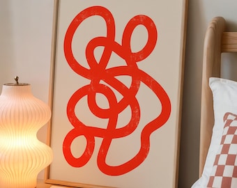 Red Abstract Art Print: Bold Minimalist Modern Decor