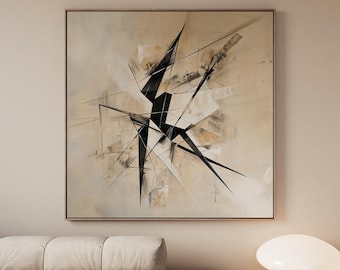 Mid-Century Modern Cubist Art Print: Geometric Shapes Canvas, Framed Option
