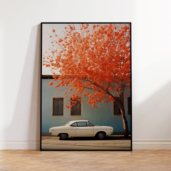 INNK Oldtimer-Analogfotografie-Wandkunst | Oldtimer Orangenbaumblütendruck | Old-School-Fahrzeug-Poster | A5 A A3 A2 45x60 50x70