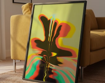 Retro Psychedelic Art Print: Groovy 70s Surrealist Decor
