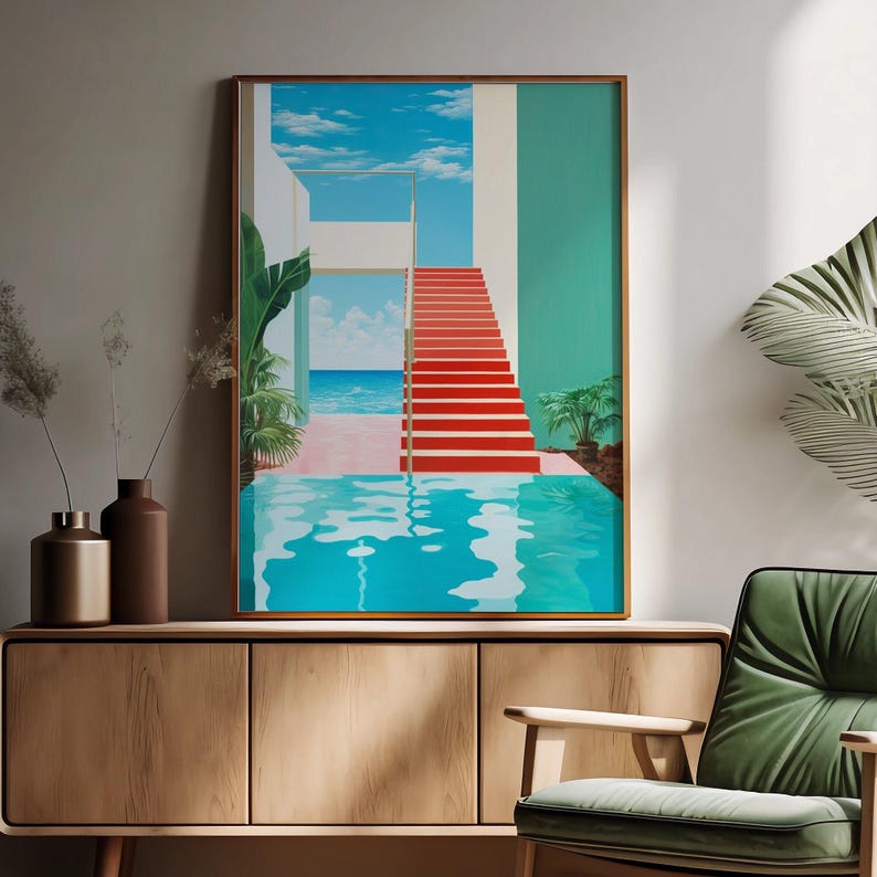 LA Swimming Pool Art Print: Modern Lounge Wall Decor - Etsy
