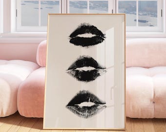 Kiss Lips Fashion Print: Chic Preppy Wall Art
