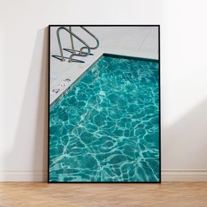 Minimalist Swimming Pool Photography Print: Modern Aqua Wall Art