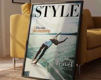 Sommarreseaffisch: Tidskriftsomslag i retrostil