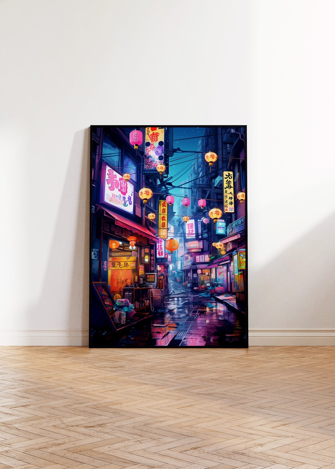 INNK Lofi Tokyo Street Scene Wall Art Neon Lights Anime Tokyo Poster ...