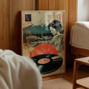 Japanese Retro Music Poster, Vinyl Record Wall Art, Vintage Aesthetic Print, Cool Japanese Decor, Music Room Artwork, Retro Vinyl Poster