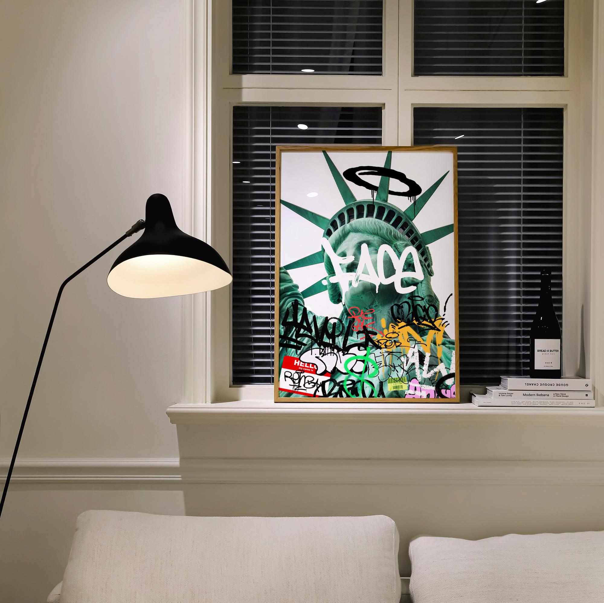 New York City Graffiti Statue of Liberty Wall Art, Urban Street Art Print, Bold NYC Decor, Modern Graffiti Poster, Trendy New York Cityscape