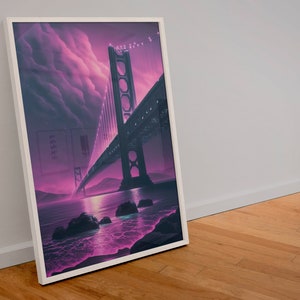 San Francisco Synthwave Style Travel Poster | City Wall Art Print | Traveller Gift | Golden Gate Bridge | 80s Retro Artist Cityscapes