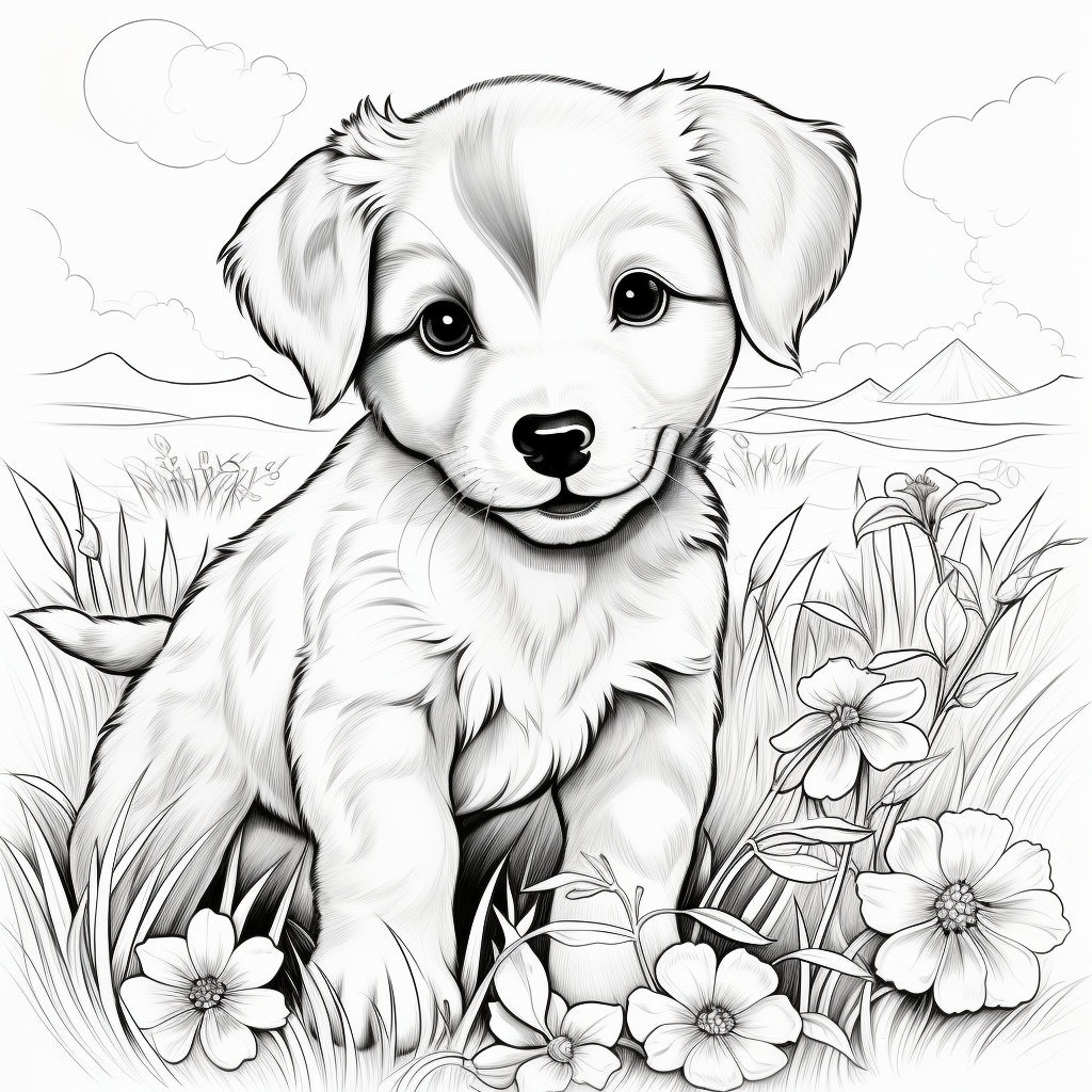 Set of 12 Cute Puppy Coloring Pages - Etsy
