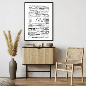 I Am Affirmations A5 Poster Minimalist Border Print