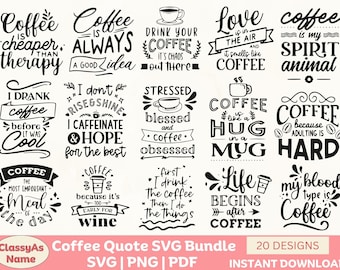 Funny Coffee Quotes SVG Bundle | Barista Clipart (Digital Download)