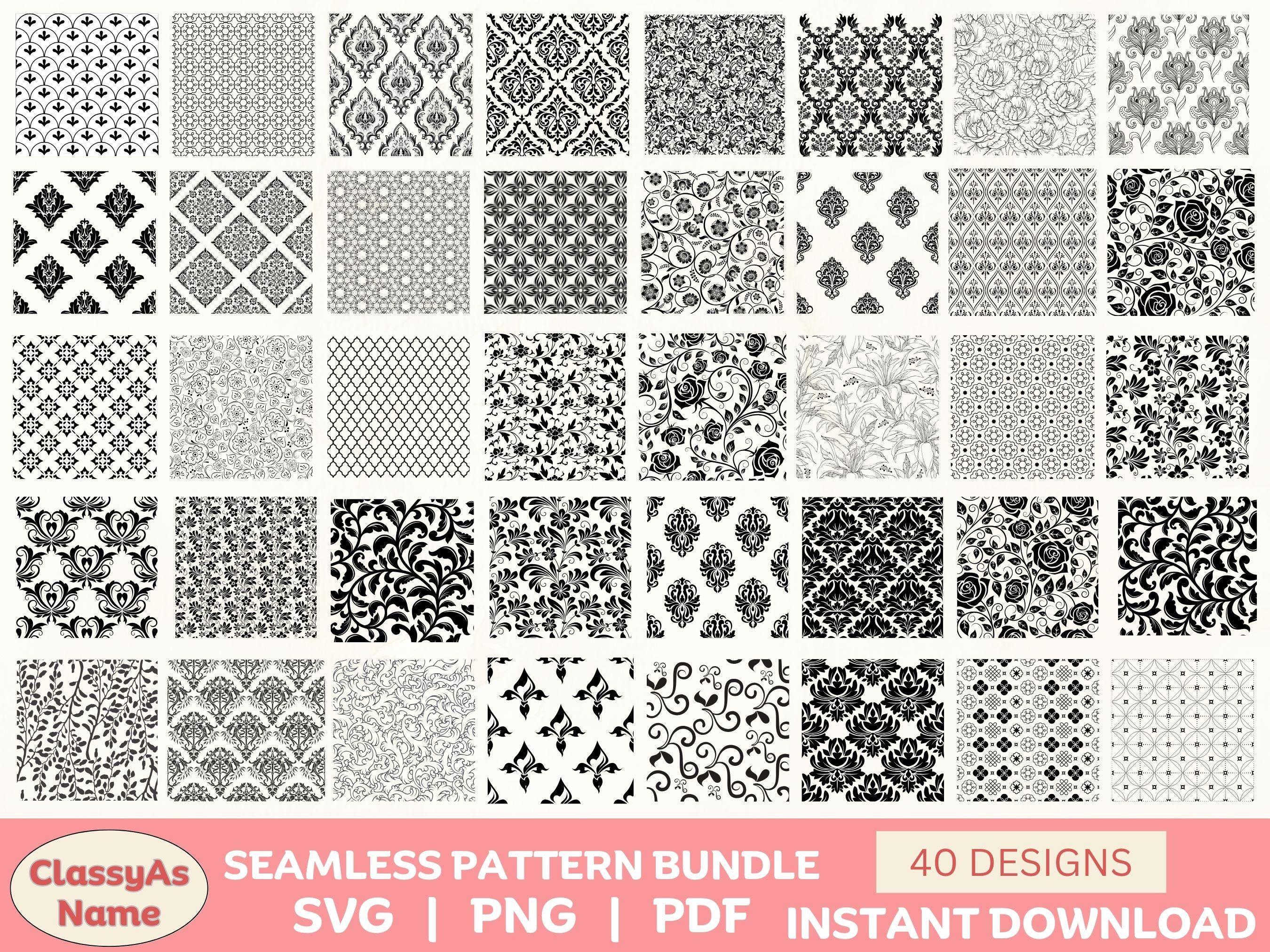 Pack de Patrones Geométricos SVG PNG PDF | Formas Abstractas Clipart y Fondos Modernos de Línea Continua Sin Costuras