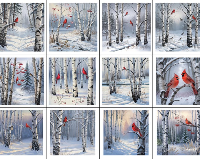 Birch Trees With Cardinal Clip Art Bundle 10 High Res Watercolor Jpgs ...