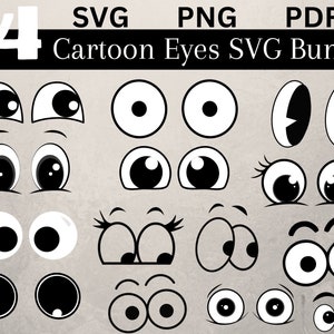 Globos oculares SVG en una caricatura Ojos de dibujos animados Archivos Cricut SVG PNG Cortar archivos con globos oculares de dibujos animados Ojos de cómics svg Ojos incompletos svg.