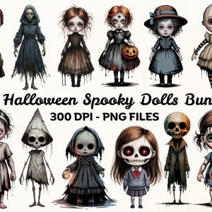Spooky Doll PNG Bundle: Creepy Gothic Clipart for Halloween (Digital Download)