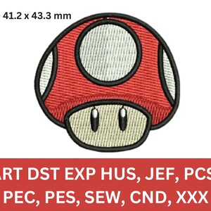 Mushroom embroidery design, floral mushroom emb , DST mushroom flower, PES red flower cute mushroom baby