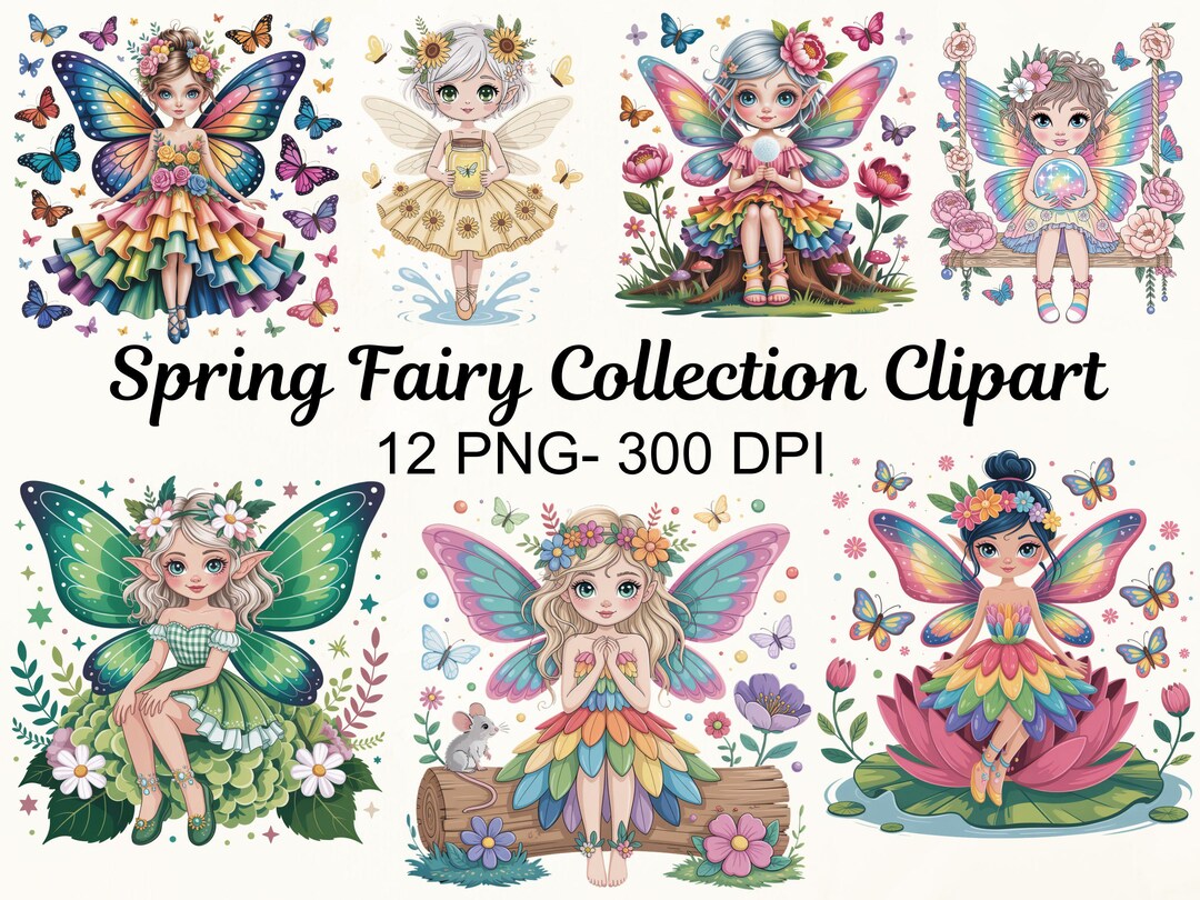 Watercolor Fairy Clipart | Spring Garden PNG (digital Download) - Etsy