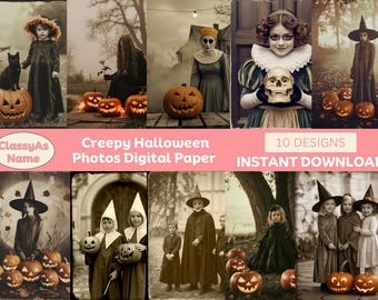 Creepy Halloween Digital Paper Bundle: Spooky Vintage Horror Textures (PNG Instant Download)