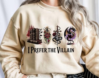 Dark Romance PNG: I Prefer the Villain - Gothic Quote Clipart (digitale download)