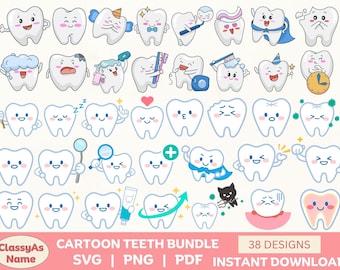 Tooth Clipart SVG Bundle | Dental Decor (Digital Download)