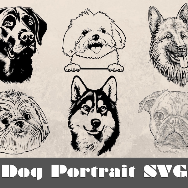 Dog Pet Portrait, Customized pet vector, Pet art, Girlfriend present (Head to chest), Instant Download, portrait SVG