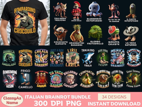 Italian Brainrot PNG Bundle: Funny Meme Graphics (Digital Download