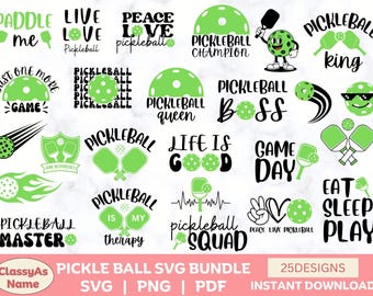 Pickleball SVG Bundle: Retro Sport Clipart (Digital Download, PNG, PDF)