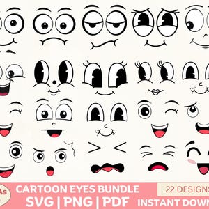Cartoon Eyeballs SVG Bundle | Funny Halloween Eyes Clipart (PNG, PDF)