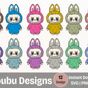 Labubu Designs SVG Bundle, Labubu Clipart, Labubu PNG, Cute Labubu Vector, Cartoon Character SVG, Cricut Cut Files, Digital Download