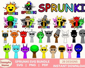 Incredibox Sprunki Clipart Bundle: Fun Music Character Designs (SVG, PNG, PDF)