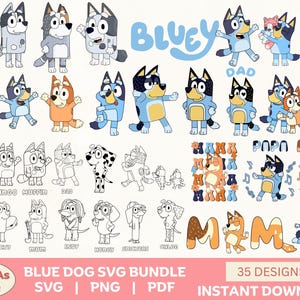 Cute Cartoon Dog SVG Bundle | Cartoon Puppy Clipart Png Svg Pdf | Digital Download for Crafts & Sublimation | Funny Pet Sticker Design
