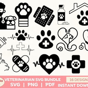 Veterinary Assistant SVG PNG PDF Bundle | Vet Tech Quote & Paw Design | Digital Download