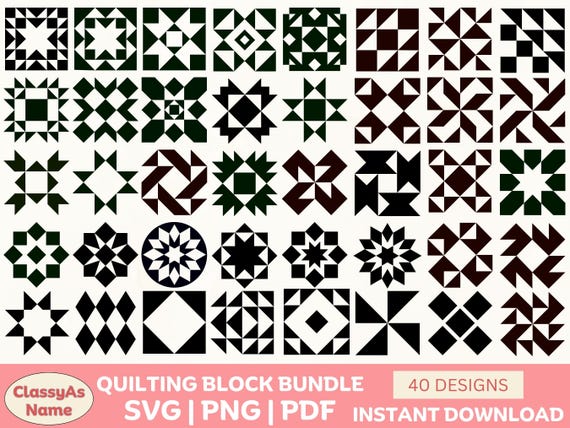Quilting Pattern SVG Bundle: Patchwork Designs (Digital Download, PDF, PNG Files Included)