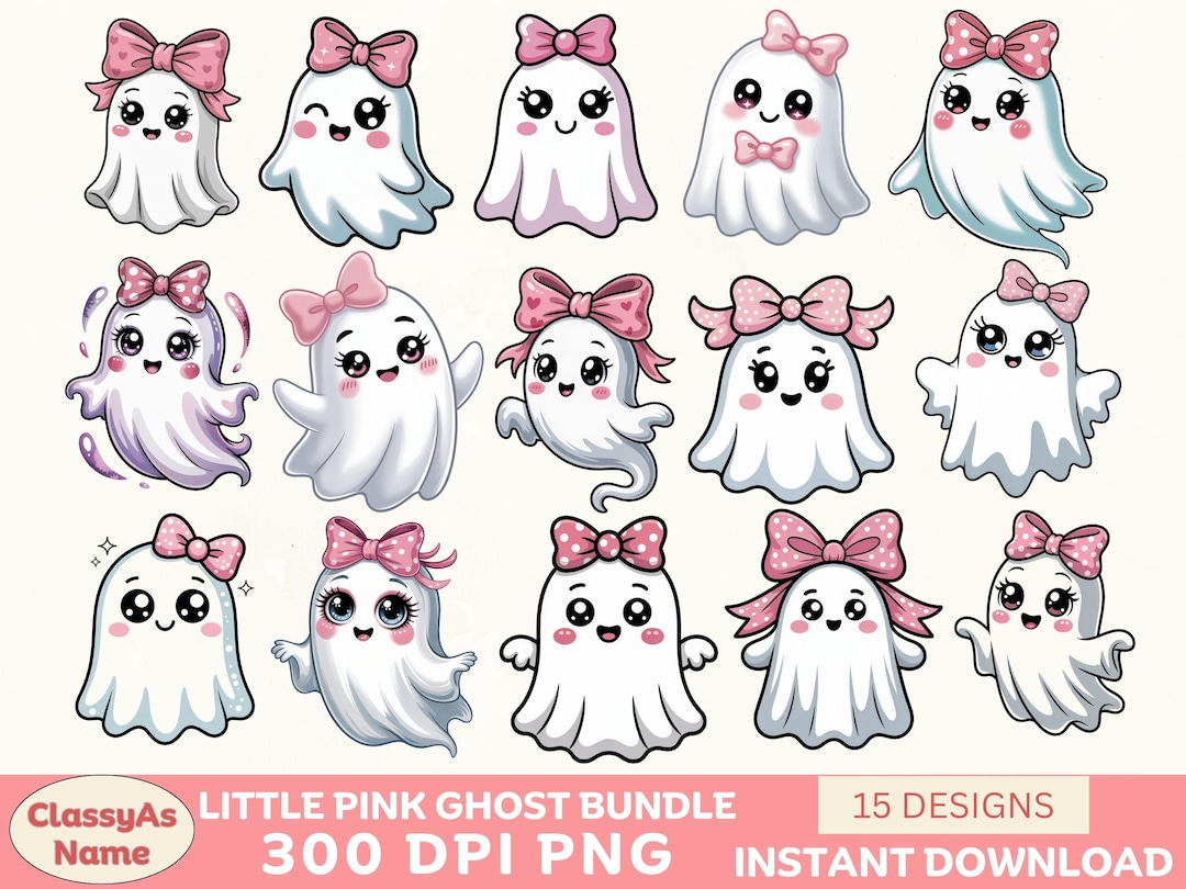 Pink Ghost Clipart | Pastel Halloween PNG (digital Download - Etsy