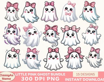 Pink Ghost Clipart | Pastel Halloween PNG (Digital Download
