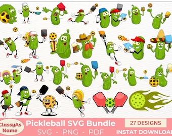 Pickleball SVG PNG PDF Clipart Bundle: Pakiet graficzny cytatów sportowych (pobieranie cyfrowe)