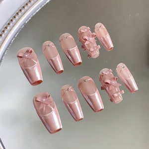 Pink Ballerina Press On Nails, Handmade Nails, Trendy Nail Art, Cute Nails, Gift for Her
